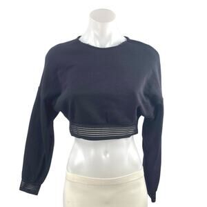 Polo Garage Long Sleeve Crew Neck Crop Yoga Athletic Activewear Sweatshirt Top 2